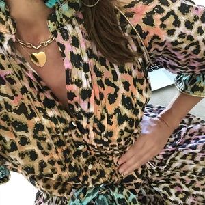 JULIET DUNN Rare Multi-Color Animal Print Blouson Mini Dress SZ 2 / US M - 6/8